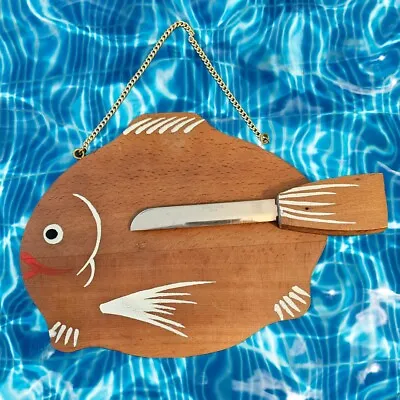 Fish Shaped Cutting Board With Inserted Knife As Tail Vintage • $19.99