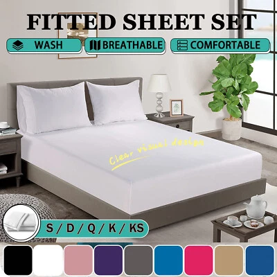 $17.59 • Buy 2000TC Hotel Bed Pillowcase Fitted Sheet Set Ultra Soft Single/Double/Queen/King