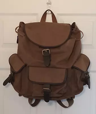 GAP Vintage Backpack Canvas Military Green Leather Trim Heavy Cotton Men Women • $55