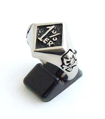 Men's 1%er Outlaw Biker Ring Stainless Steel Skull Crossbones Motorcycle Gang  • £10.97