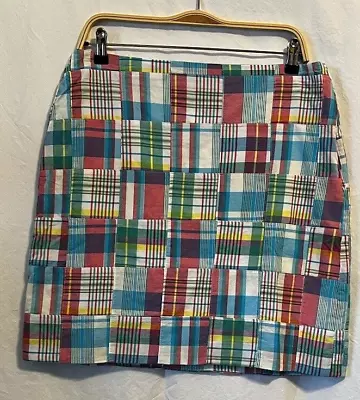 Talbot's Madras Skirt Size 10 White Yellow Blue Pink Cotton Lined NWT • $34.99