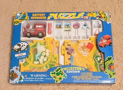 Battery Operated PUZZLE VEHICLE SET -Train NIB But Missing One Cone • $15