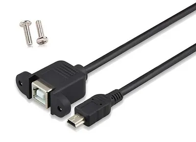 0.5m Mini USB 5Pin Male To USB 2.0 Type B Female Printer Panel Mount Cable&Screw • $1.79