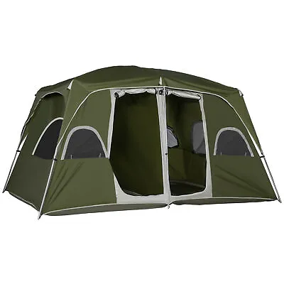 Outsunny Camping Tent Family Tent 4-8 Person 2 Room Easy Set Up Green • £129.99