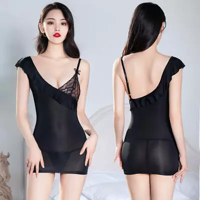 Women's Sheer Shiny Backless Deep V Dress Bodycon Party Club Cocktail Mini Dress • $10.44