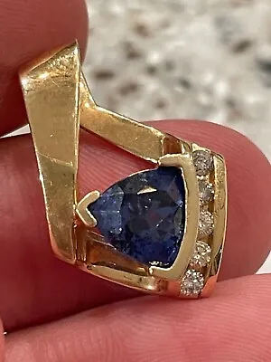 2Ct Trillion Cut Lab-Created Sapphire Pendant 14K Yellow Gold Plated Free Chain • $104.95