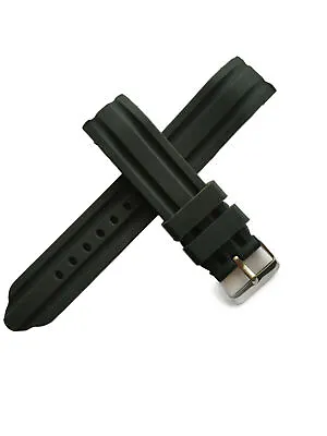 22mm Silicone Rubber Curved End Black Watchband Strap Fits U-BOAT/SPINNAKER • $14