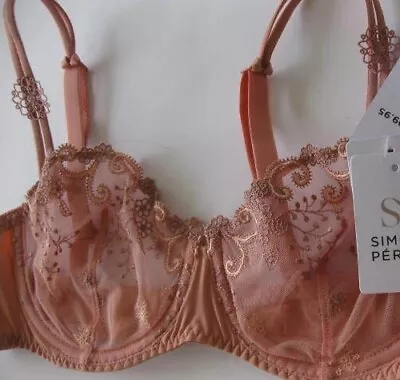 Simone Perele DELICE 8E / 30E Int'l Half Demi Cup Bra 2-tone Rose Peach Rrp$120 • $39.90