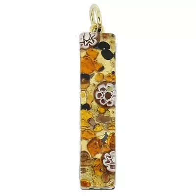 GlassOfVenice Murano Glass Venetian Reflections Stick Pendant - Topaz Gold • $27.95