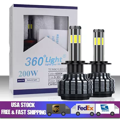 LED Headlight Bulbs H11/H8/H9 High Beam 6 Sided 360° Turbo Light For Ford F-150 • $21.80