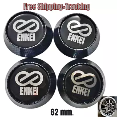 Center Caps Cover Wheels Rim Black Carbon For Enkei Racing Car Size 62 Mm. • $67.43