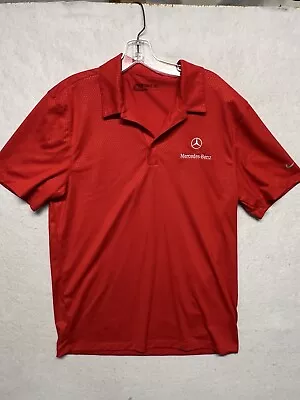 Nike Golf Polo Dri-Fit Shirt Red  Mercedes-Benz Embroidered Mens Size S • $19.97