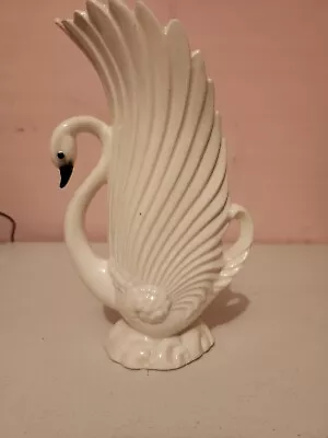 Vintage Maddux Of California White Swan Vase Mid Century Modern Glazed Pottery • $20