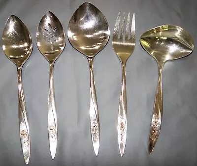 Oneida Community MORNING ROSE Silverplate Flatware 5 Serving Pieces Set • $29.99