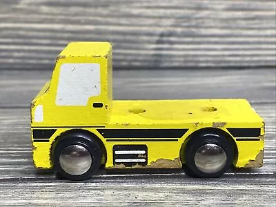 Vintage Yellow Black Striped Wooden Flatbed Truck  • $8.39