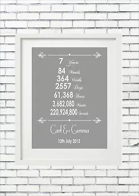 Anniversary Seven 7 7th Seventh Years Year Wedding Personalised Keepsake Present • £35.20