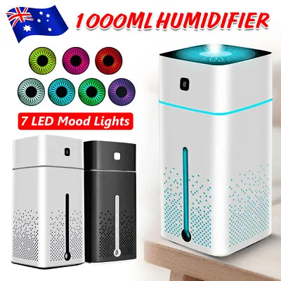 1L Ultrasonic Air Humidifier Aroma Diffuser Mist Essential Oil Purifier LED USB • $19.85