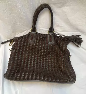 Sondra Roberts Brown Leather Woven Handbag • $39.99