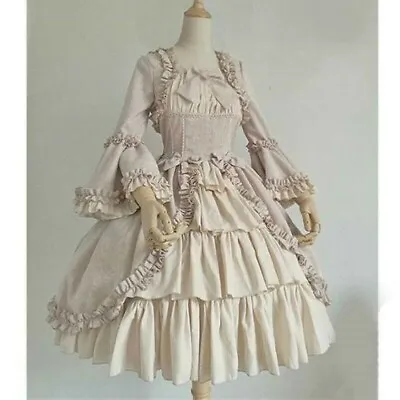 £44.71 • Buy Women Gothic Lolita Dress Tiered Ruffle Vintage Medieval Victorian Costume