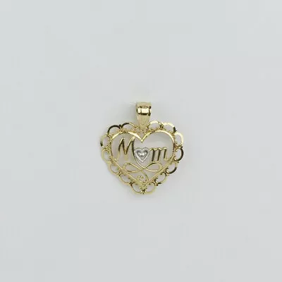 10k Yellow Gold  Mom  Heart Mother's Day Pendant • $69