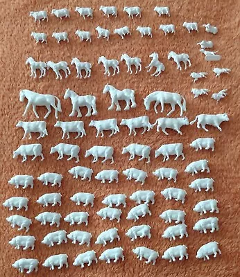 £9.99 • Buy Miniature Plastic Farm Animals • Unpainted White Plastic • Qty 70+ Figures
