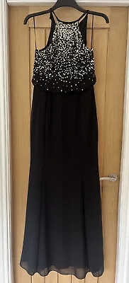 £19.99 • Buy Lipsy Black Embroidered Maxi Dress, Size 8, BNWT, Wedding/prom/holiday/ball Gown