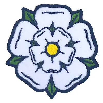 Yorkshire Rose White Jeans Jacket Clothes Iron On Sew On Embroidered Patch • £2.99