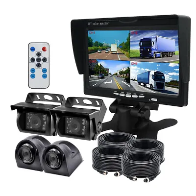 7  Quad Monitor+4X Side Backup Rear View Camera System Night Vision For RV Truck • $128.99