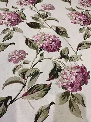 Laura Ashley Vintage  1998 Hydrangea Pink/natural. Fully Lined Pair Of Curtains  • £250