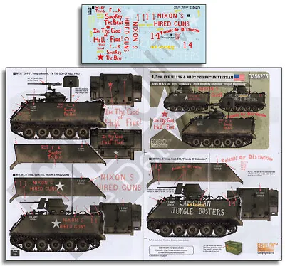 ECHELON FD D356275 1/35  Decals For 1/5th Inf M113s & M132  ZIPPO   In Vietnam  • £12.51