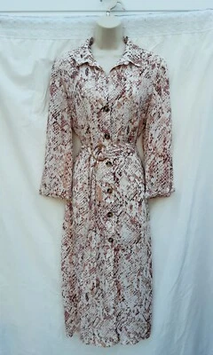 Shirt Dressover Coat/coveranimal Printopague6070s80s Vintage Stylesize 14 • £6.99