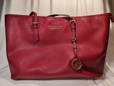 Michael Kors Sady Extra Large Dark Red Leather Multi-Function Laptop Handbag • $40