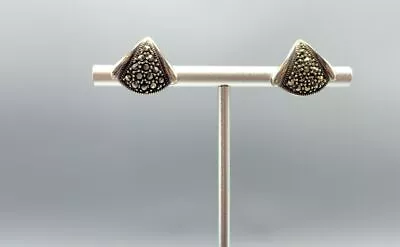 Sterling Silver Marcasite Triangular Stud Earrings • $6.99