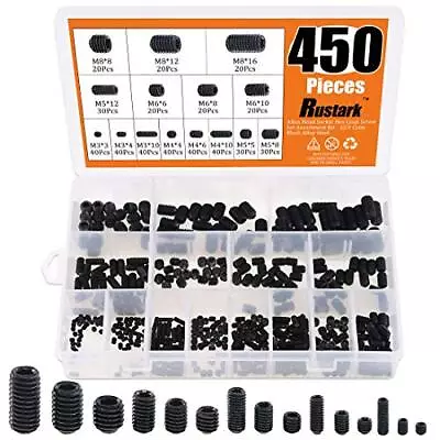 450Pcs M3/M4/M5/M6/M8 Allen Head Socket Hex Grub Screw Set Assortment Kit Wit... • $20.08