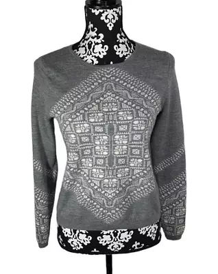 J Crew Women Merino Wool Fair Isle Sweater Fitted Size XS Or S Gray Ivory • $13.95