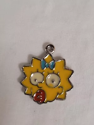 The Simpsons Maggie Head Nearly 1  Enamel Charm Necklace Piece Head Unused Gift • $10