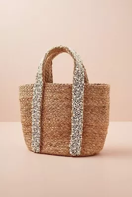 Anthropologie Embellished Jute Bag Handbag Little Tote  • £47