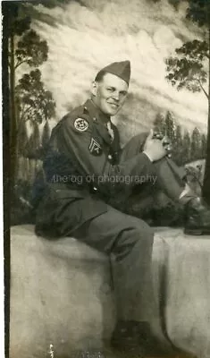 Found Photo MILITARY Bw Original SOLDIER Portrait VINTAGE 212 83 LA I • $10