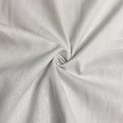 Linen Cotton Blend Fabric White Colour  55  Wide • £0.99