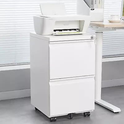 Metal 2 Drawer Mobile File Cabinet With Lock Under Desk Office Steel Filing • $151.20