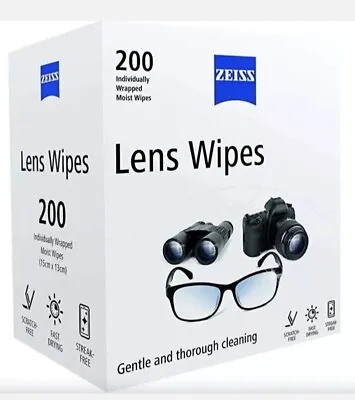 £17.99 • Buy Zeiss Pre Moist Lens Wipes Glasses Cleaning Phone Screen 5 - 200 Wipes