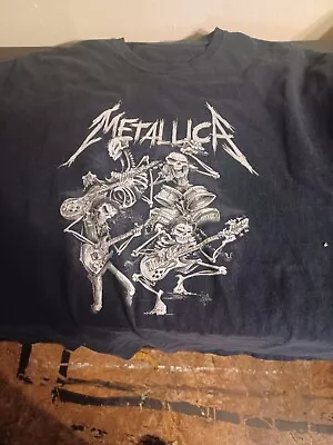 Metallica Cartoon Band Shirt XL  Black & White Short Sleeve Tee • $24.69