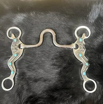 Western Port Bit W/ Turquoise Cross Roper Rodeo Ranch Cowboy Silver Vintage Look • $265