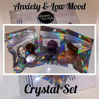 Handmade By Me Healing Anxiety Low Mood Crystal Sets 3 X Med/Lrg Stones Info She • $9.93