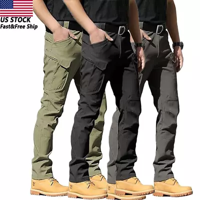 Mens Cargo Pants Tactical Combat Work Pants Outdoor Waterproof Hiking Trousers • $26.59