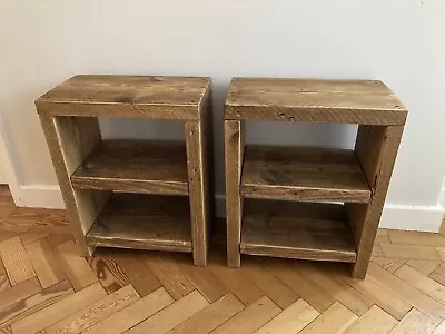 £104.95 • Buy Handmade Chunky Solid Wood Rustic Pair Of Bedside Tables Various Colours