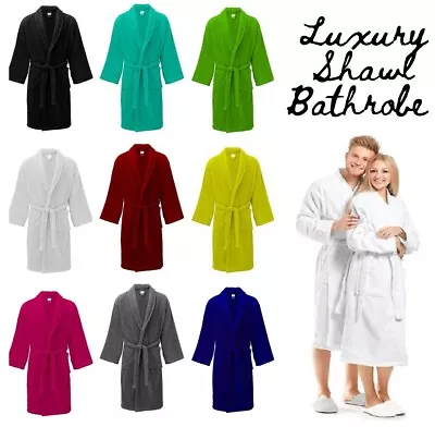 100% Luxury Egyptian Cotton Unisex Bathrobe Terry Towelling Dressing Gown • £14.75