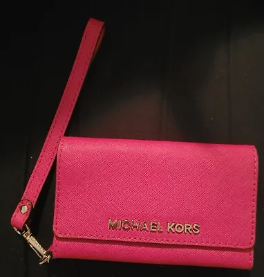  Michael Kors Saffiano Leather Phone Wristlet Case- Pink N W/O Tags IPhone  5/5S • $35