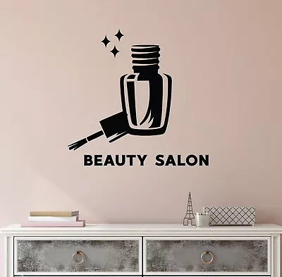 Beauty Salon Vinyl Wall Decal Nail Polish Lettering Manicure Stickers Mural K317 • $19.99