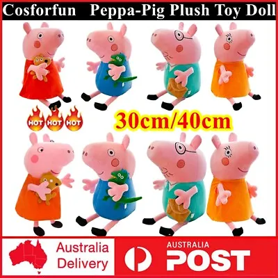 30cm/40cm Peppa-Pig Plush Toy George Peppa Dad Mum Soft Stuffed Doll Kids Gifts • $24.89